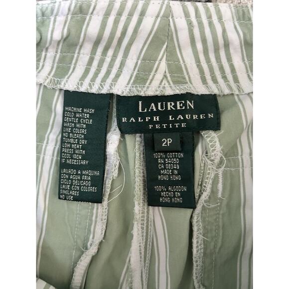 Lauren Ralph Lauren Wide Leg Crop Pants Women's Size 2P Green White Striped - Picture 5 of 7